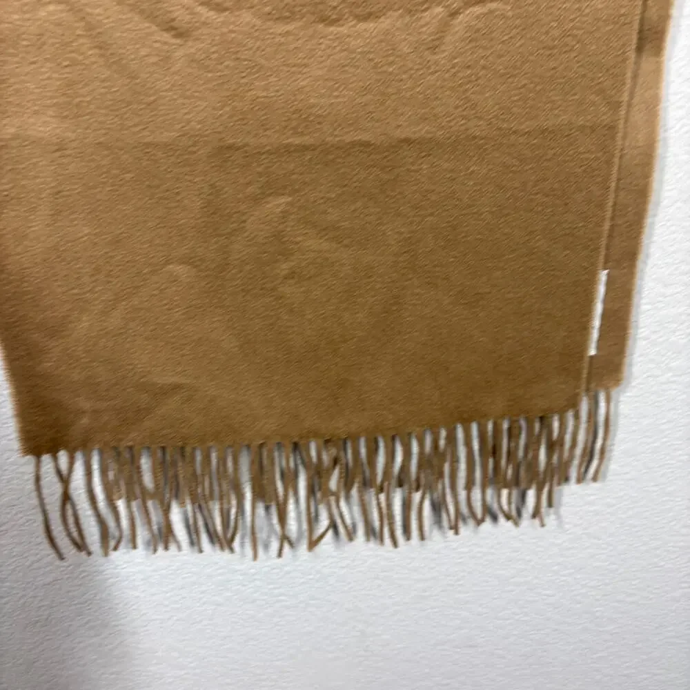 Hilltop Rectangular Scarf Wrap Shawl Brown 100% Pure Cashmere Fringe 40X14.5